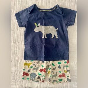 Baby Boden rhino tee with matching animal print shorts